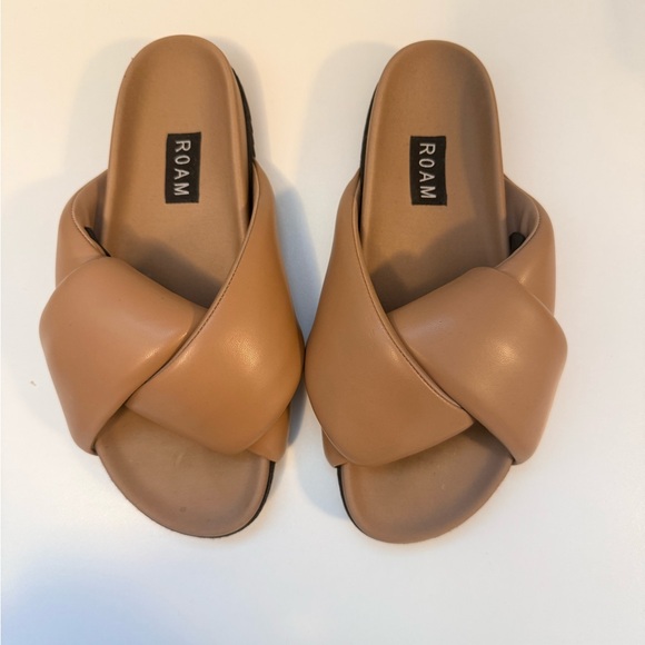 ROAM Foldy Puffy Sandals Tan Brown Slides Women’s 7.5 - Picture 5 of 9